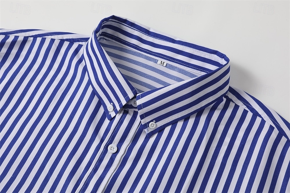 Per uomo Camicia Camicia elegante Camicia button-down Strisce verticali Casuale Quotidiano Blu marino Manica Lunga Collo ripiegato Tutte le stagioni Abbigliamento Patchwork del 2026 a $20.99 –P3