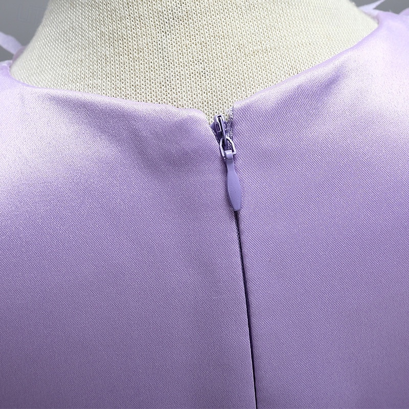 Abito da damigella d'onore bambina bambini Da ragazza Abito da principessa Prestazioni Matrimonio Feste Elegante Bellissimo Retato Tinta unica Senza maniche Girocollo Grigio Rosso bordeaux 4 anni + del 2025 a $35.99 –P8