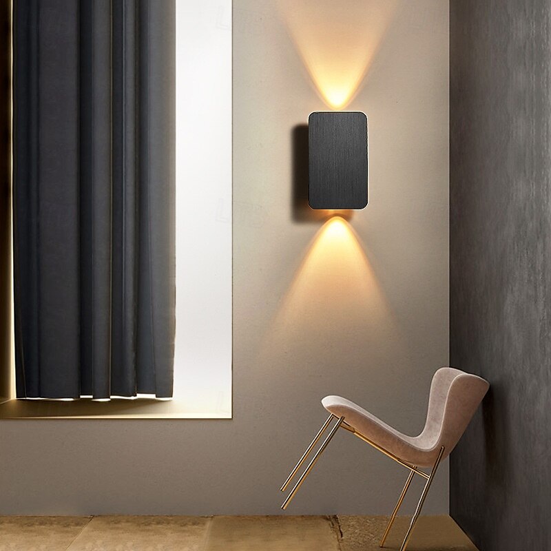 egyszerű 6w-os led fali lámpa beltéri dekor szálcsiszolt dupla fejes fali lámpa nappali lépcső 110-240v 10w 2025 - $66.99 –P4