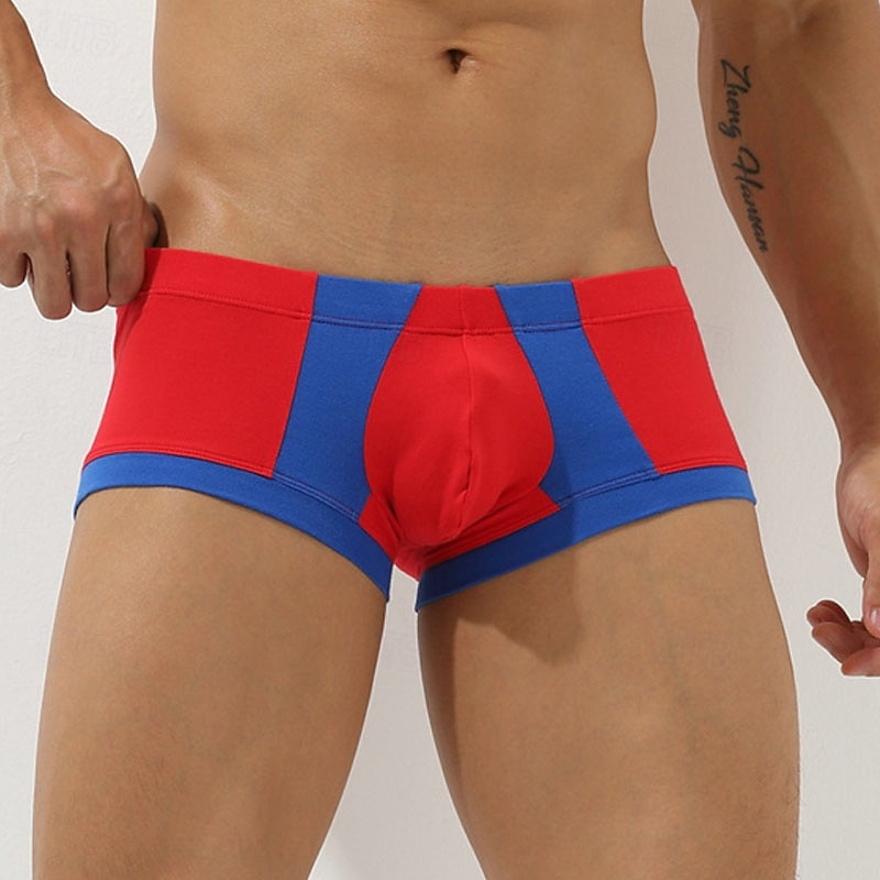 Men's 1 PCS Boxers Underwear Boxer Shorts Patchwork Spandex Breathable Soft Comfortable Color Block Letter & Number Mid Rise Black Red 2025 - $8.99 –P17