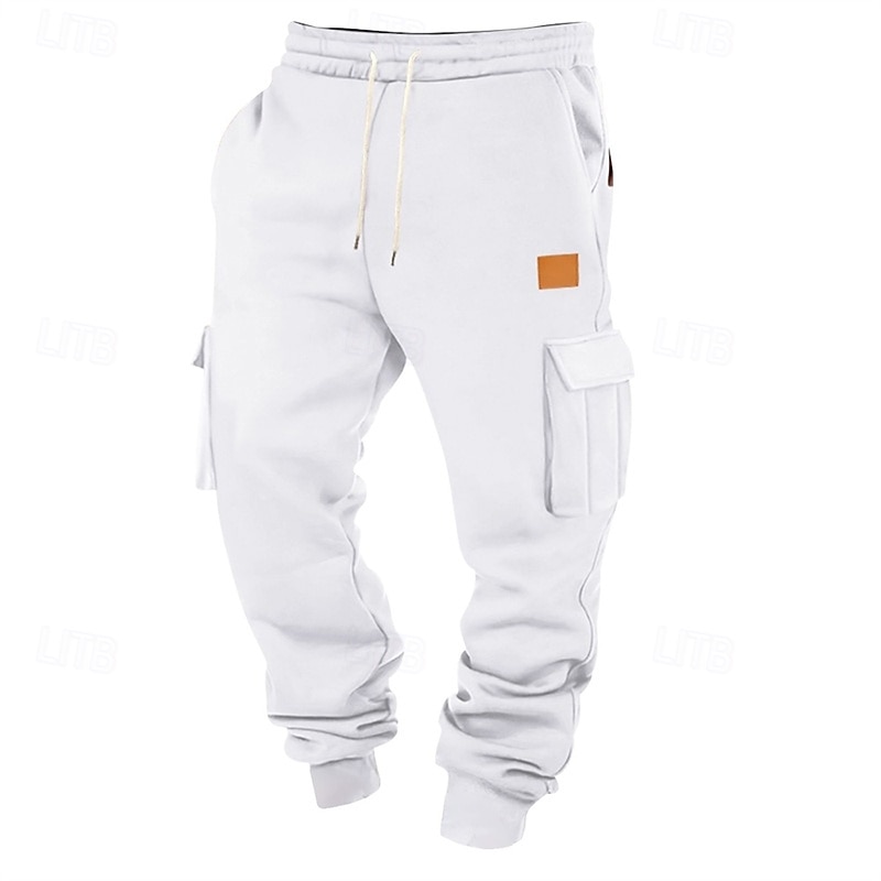 Homens Calça de moletom cargo Corredor Calça esportiva Calças Com Cordão Bolsos Cintura elástica Tecido Conforto Diário Esportes Moda Casual Preto Branco Micro-Elástica de 2026 por $22.99 –P16