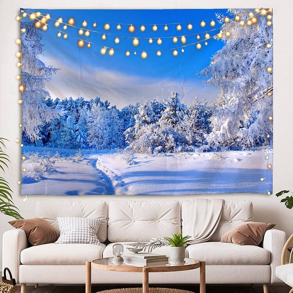 Tapiz colgante de pared con diseño de país de las maravillas invernal, tapiz grande, decoración mural, fotografía, telón de fondo, manta, cortina, decoración del hogar, dormitorio, sala de estar, 2026 - $20.99 –P4