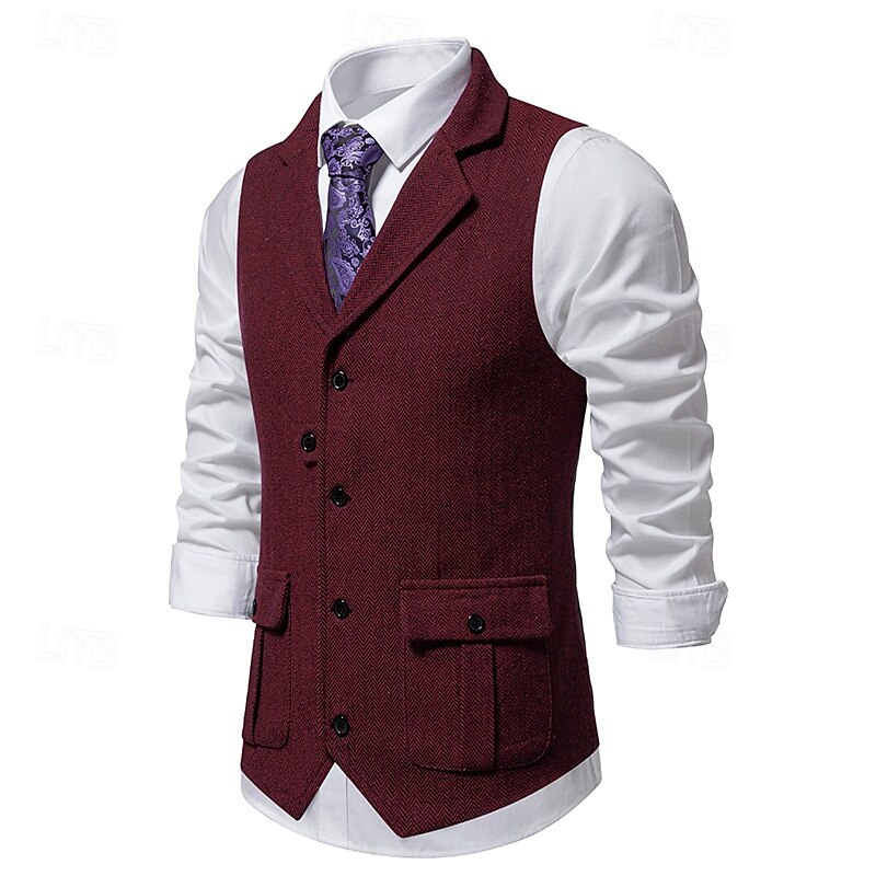 בגדי ריקוד גברים וסט Gilet חופשה יומי פגישה (דייט) אופנתי יום יומי קיץ & אביב כפתורים כיס 75% כותנה נוח אחיד חזה יחיד כפתור יחיד דש רגיל בורגנדי כחול נייבי ירוק כהה חאקי אֵפוֹד 2025 - $33.99 –P10