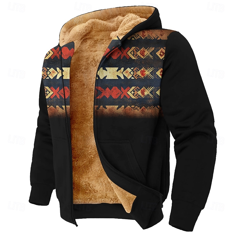 Per uomo Azteco Pile Felpa con Cappuccio Semplice Casual Manica Lunga Girocollo Caccia Nero Blu Con zip Autunno Inverno progettista del 2025 a $39.99 –P3