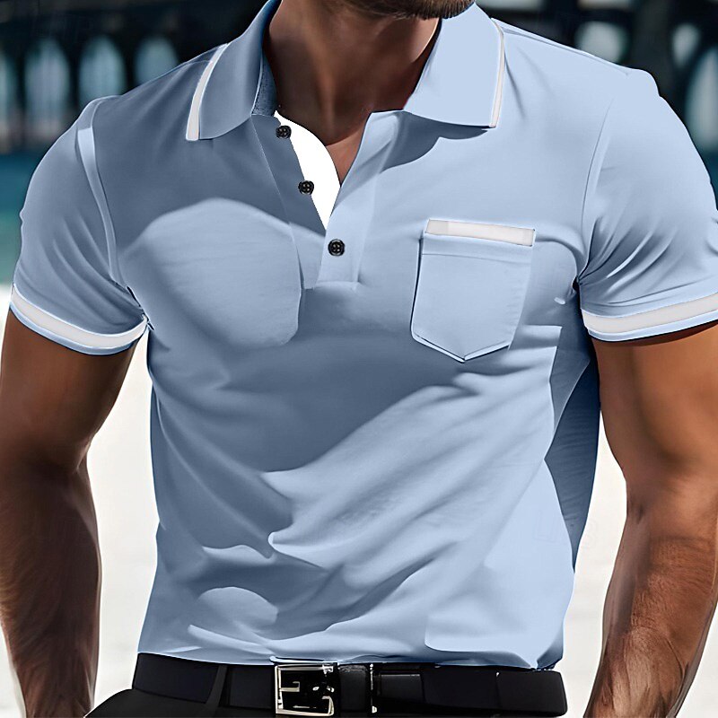 Ανδρικά Button Up Polos Business Polo Επιχείρηση Causal Ριμπ γιακά πόλο Κοντομάνικο Μοντέρνα Βασικό Σκέτο Κλασσικό Καλοκαίρι Κανονικό Λευκό Ρουμπίνι Σκούρο μπλε Γκρίζο Μπλε Απαλό Button Up Polos 2025 - $21.99 –P9
