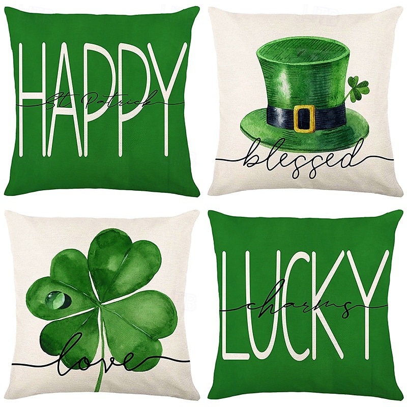 dekorativa slängkuddar fodral saint patrick's day 1 st shamrock mjukt fyrkantigt kuddfodral örngott för sovrum vardagsrum soffa soffstol 2025 - $12.99 –P5