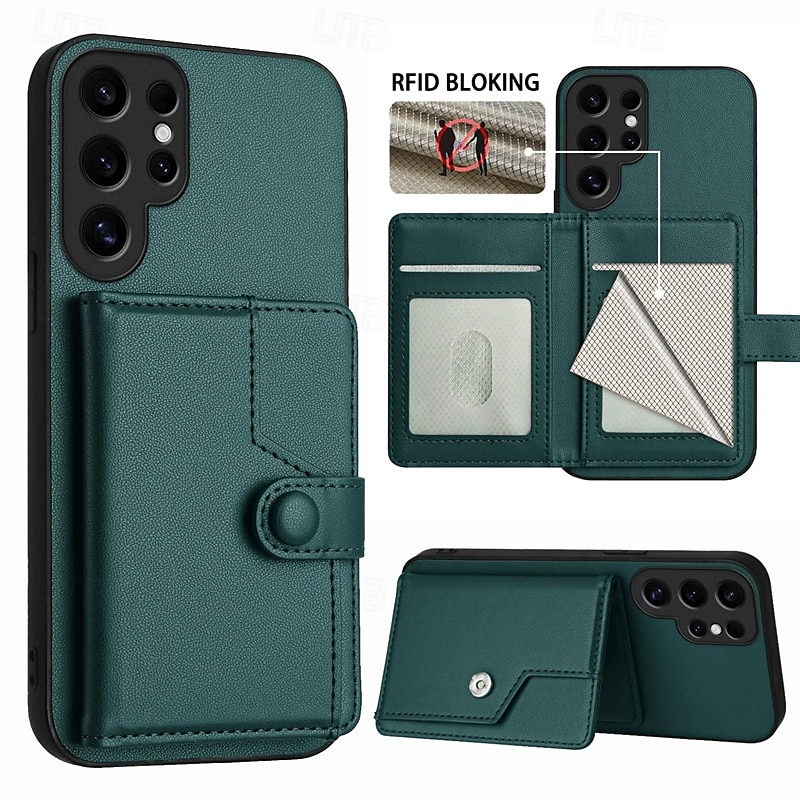 Phone Case For Samsung Galaxy S24 S24 Ultra Plus S24 FE S23 S23 Ultra S23 Plus S22 S22 Plus Ultra S21 FE A55 5G Back Cover with Stand Holder Card Slot Shockproof Retro TPU PU Leather 2025 - $16.99 –P13