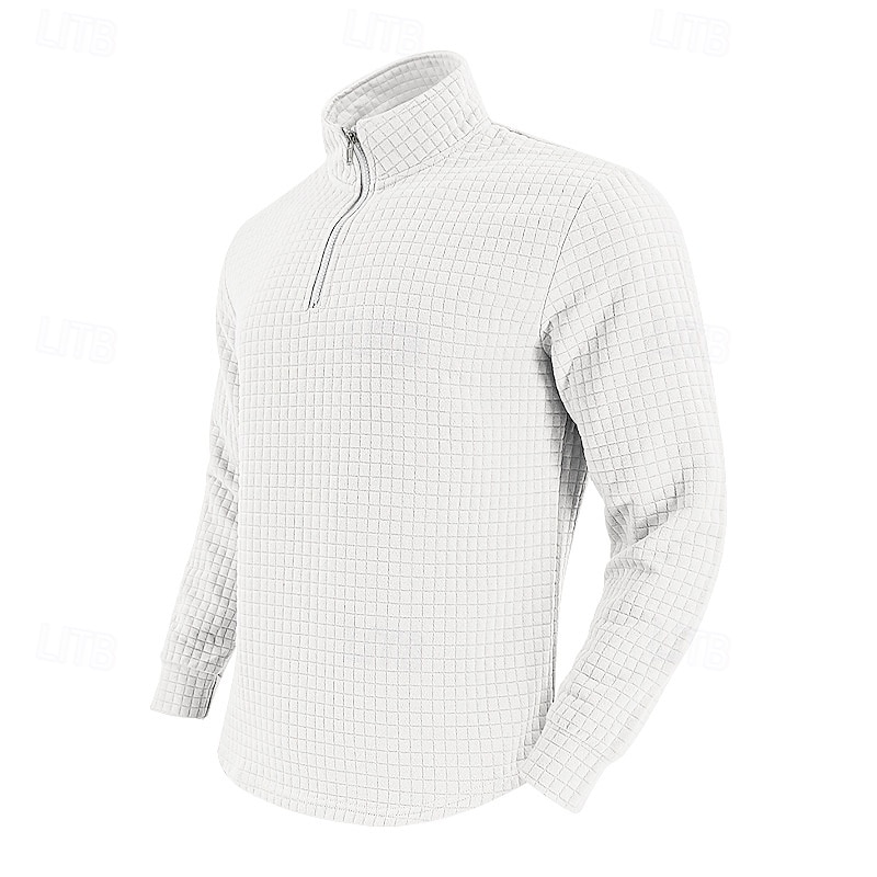 Homme Sweat-shirt Sweat-shirt quart de fermeture éclair Noir Blanche Vin Vert Véronèse Kaki Demi-zip Uni Texturé Sport & Loisir Quotidien Fête Polyester Streetwear Basique Occasionnel Printemps de 2025 ? $21.99 –P4