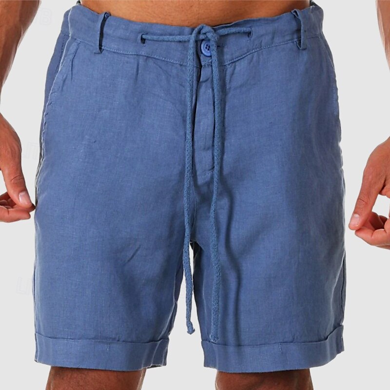 Homens Calção Shorts de linho Shorts de verão Shorts de praia Botões Bolsos Com Cordão Tecido Respirável Comprimento do joelho Ao ar livre Diário Para Noite Moda Estilo Clássico Branco Azul Marinha de 2025 por $17.99 –P6