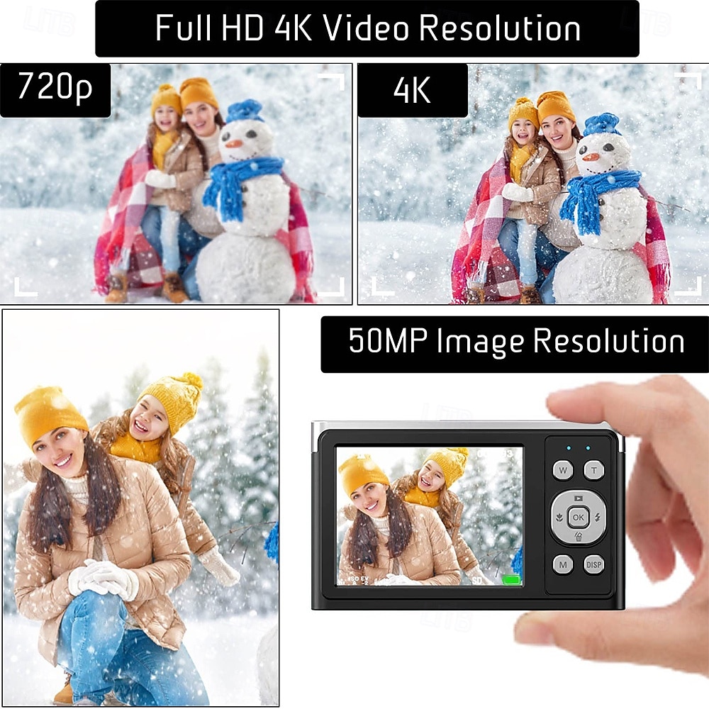 4k digitale camera video camcorder 50mp 2.88inch ips scherm autofocus 16x zoom anti-shake gezichtsdetectie glimlach capture 2025 - $79.99 –P1