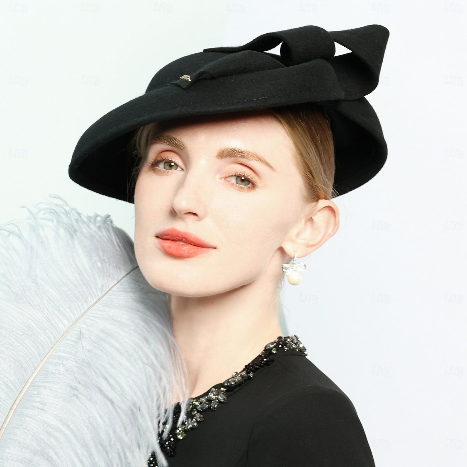 hattar 100 % ull fedora hatt fat hatt bröllop tefest elegant bröllop med pilbåge skarvning huvudbonader huvudbonader 2025 - $46.99 –P13