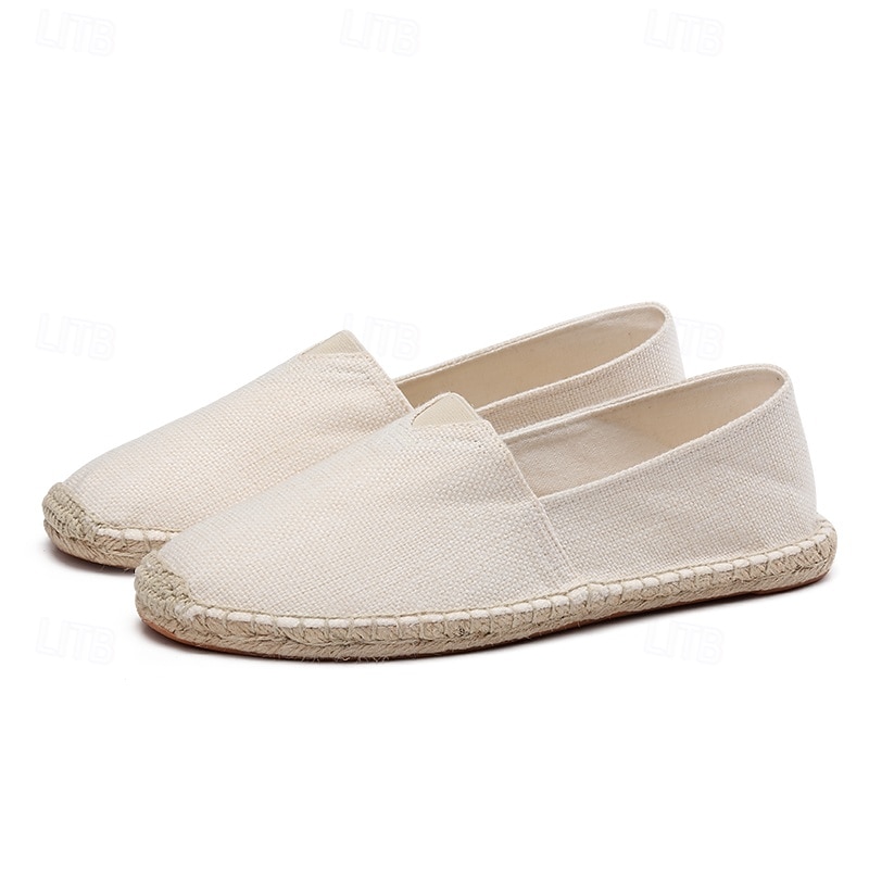 miesten beige canvas espadrille-slip-on kengät juuttiköysipohjalla – mukavat kesäiset vapaa-ajan jalkineet 2025 - $32.99 –P4