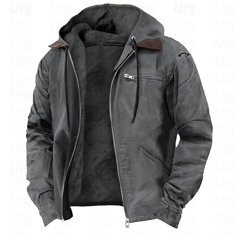 Męskie Bluza z Kapturem Rozpinana bluza z kapturem Szerpa Linend Zieleń wojskowa Niebieski Brązowy Szary Kaptur Równina Kieszeń Sport i turystyka Codzienny Święto Zabytkowe Moda miejska Codzienny 2025 - €51.99 –P7
