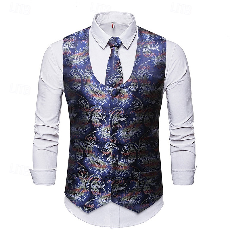 Retro Řvoucí 20s 20. léta 20. století Kamizelka Vesta Velký Gatsby Gentleman Kašmírový vzor Retro Maškarní kostým Pánské Vánoce předvečer Všech svatých Karneval Výkon loučení se svobodou nevěsty 2025 - $35.99 –P10