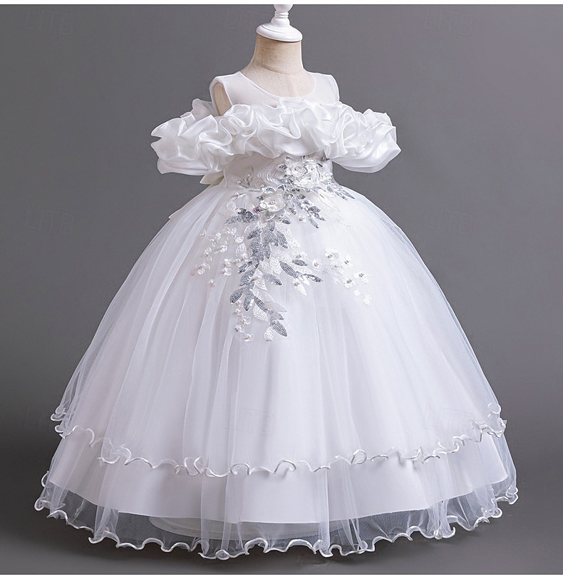 Princess Floor Length Flower Girl Dress Pageant & Performance Cute Prom Dress Chiffon with Bow(s) Tiered Plisse Fit 3-16 Years 2025 - $78.99 –P3