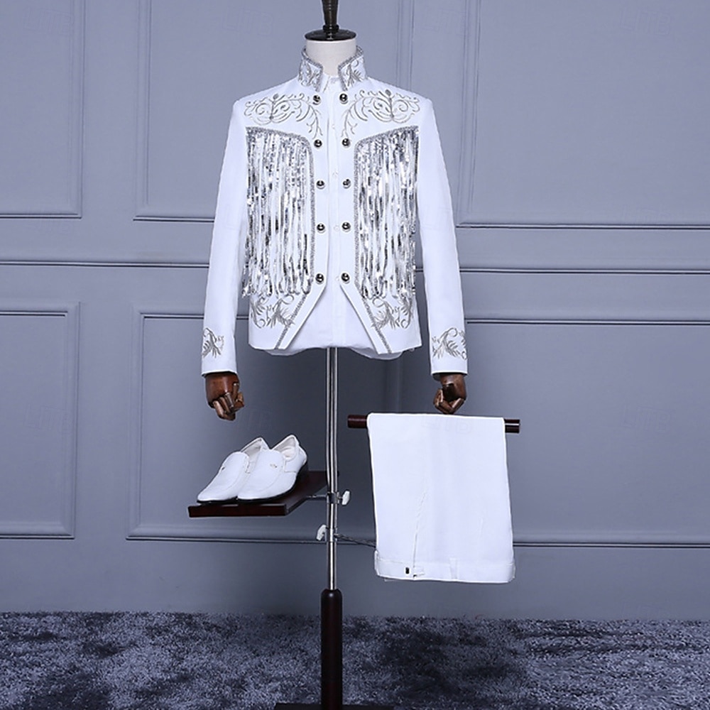 Retro Vintage 1980s Pants Outfits Suits & Blazers Prince Aristocrat Sequins Jacquard Fancy Dress Men's Halloween Carnival Masquerade Party Performance Pride Parade Adults' Coat Pants 2026 - $69.99 –P8