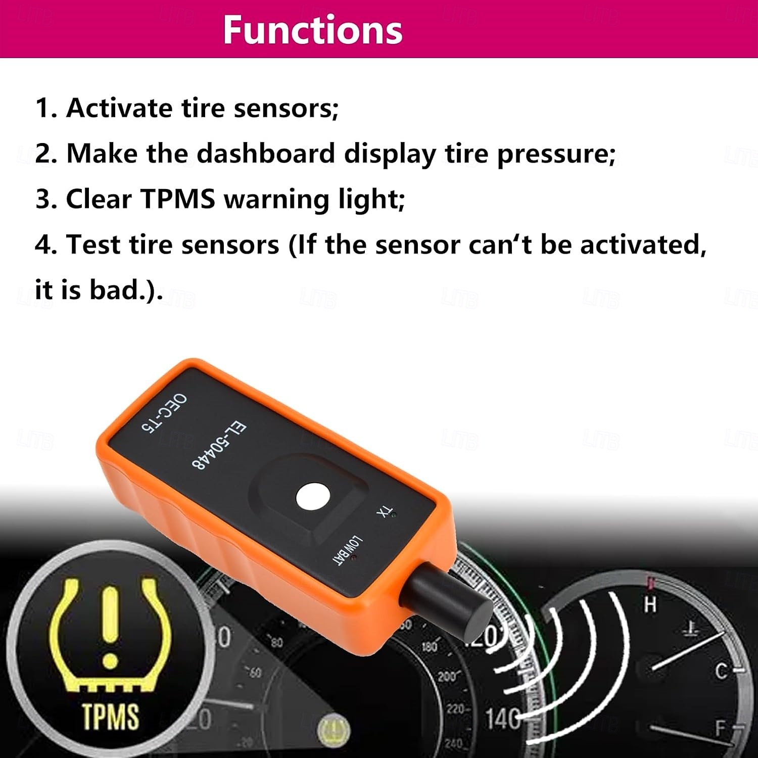 outil de réapprentissage tpms #el-50448 outil de programmation tpms outil de capteur tpms compatible avec la série GM Cadillac Buick outil de réinitialisation du capteur de pression des pneus standard de 2025 ? $17.99 –P7
