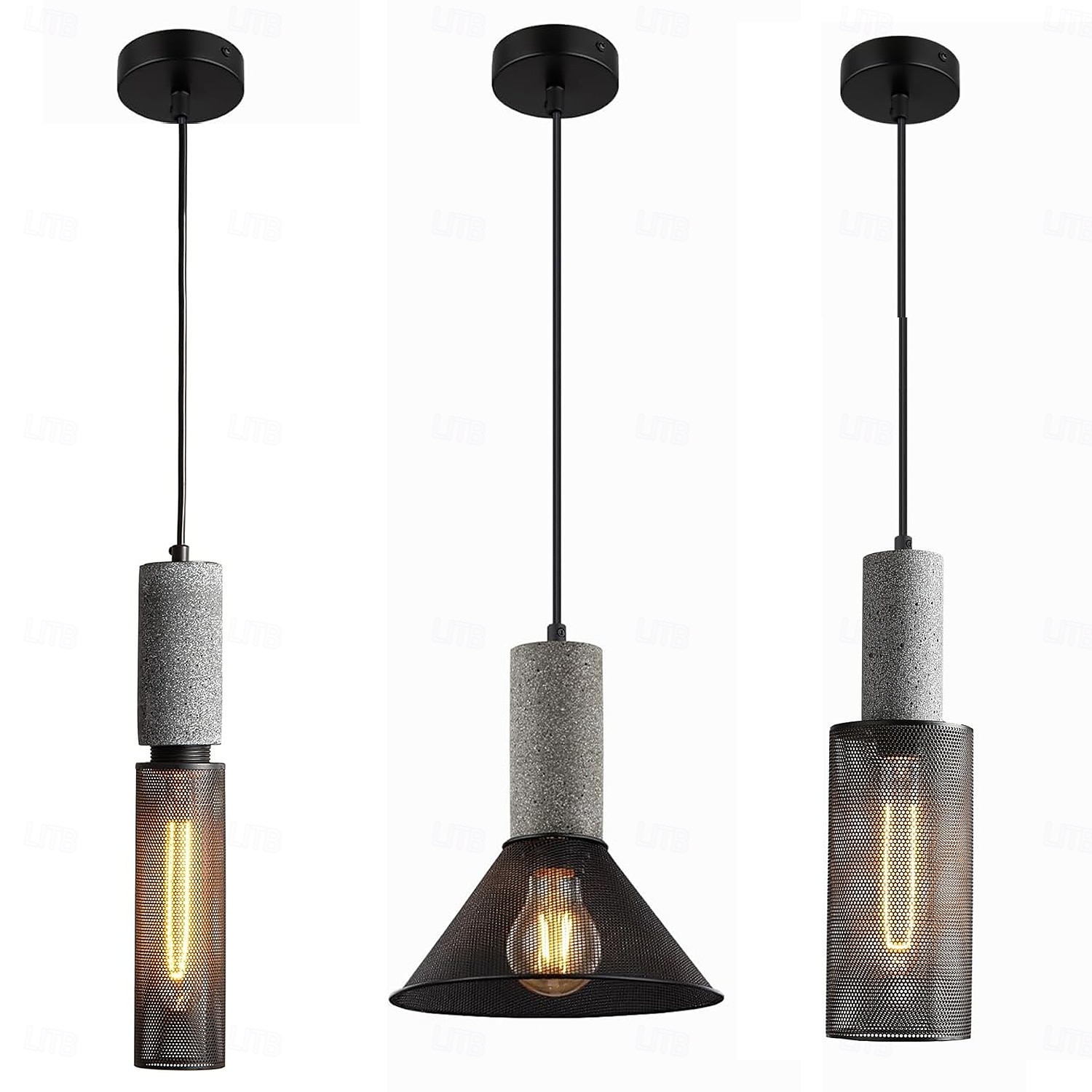 lampada a sospensione in cemento paralume in rete metallica lampada a sospensione industriale moderna in cemento 110-240v del 2025 a $76.99 –P1