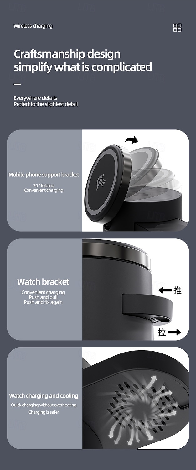 Wireless Charger Wireless Charging Station CE Certified Magnetic For Smart Watch Compatible with any wireless charging enabled devices Airpods 3 2 Pro 2 2025 - $52.99 –P6