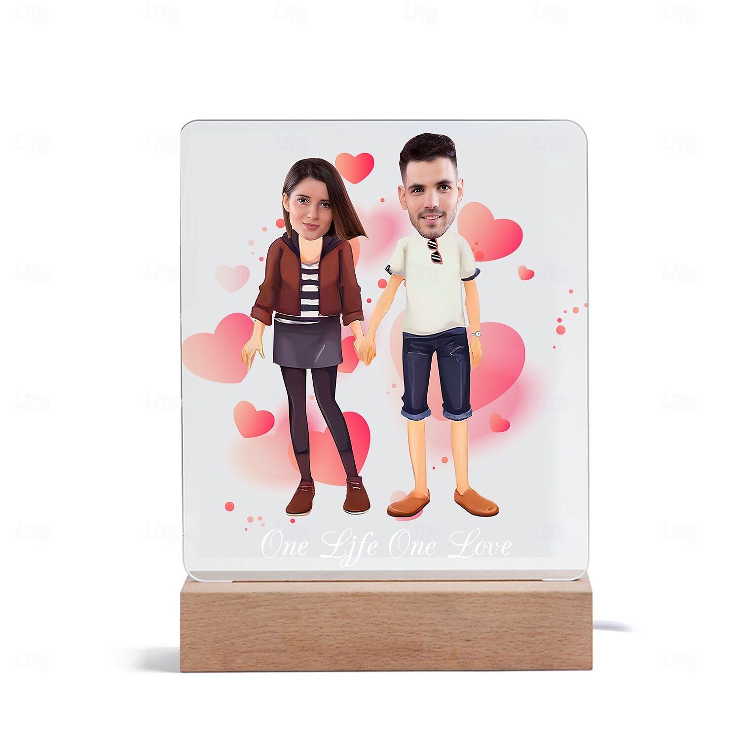 Personalized Acrylic Night Light - Customized Couple Holding Hands Design with Big Head Photos Perfect Gift for Lovers Wedding Anniversary 1pc 2025 - $24.99 –P10