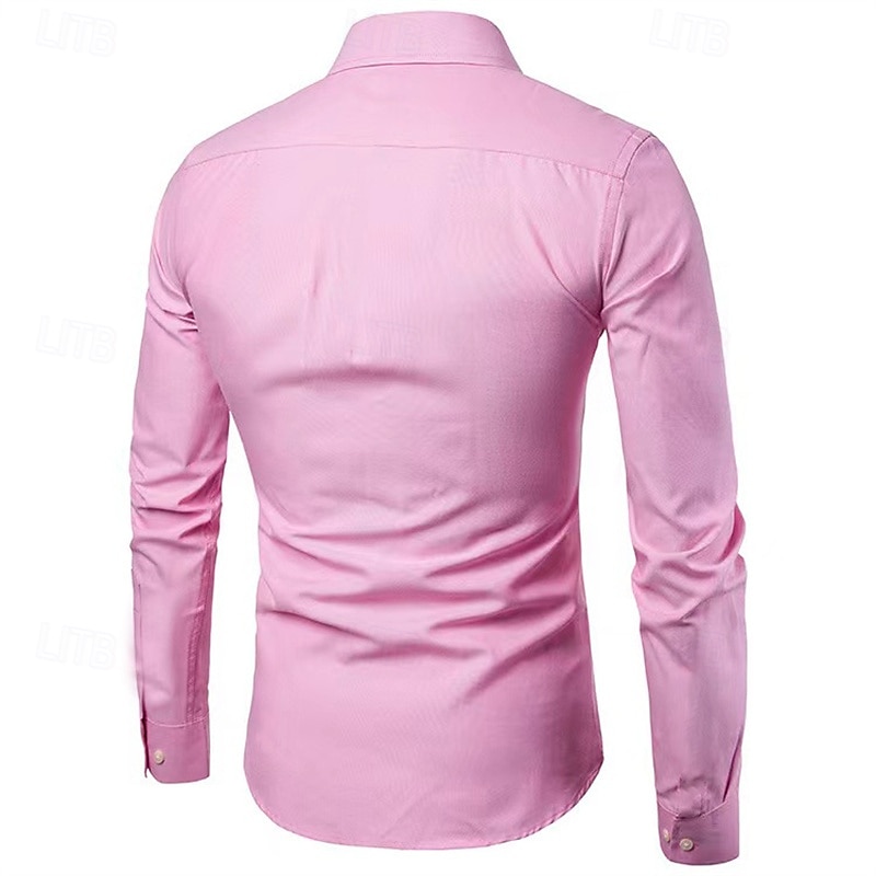 Herren Hemd Oberhemd Knopfhemd Glatt Hochzeit Party Schwarz Weiß Rosa Marineblau Langarm Kargen Frühling & Herbst Bekleidung Tasche 2025 - $19.99 –P8