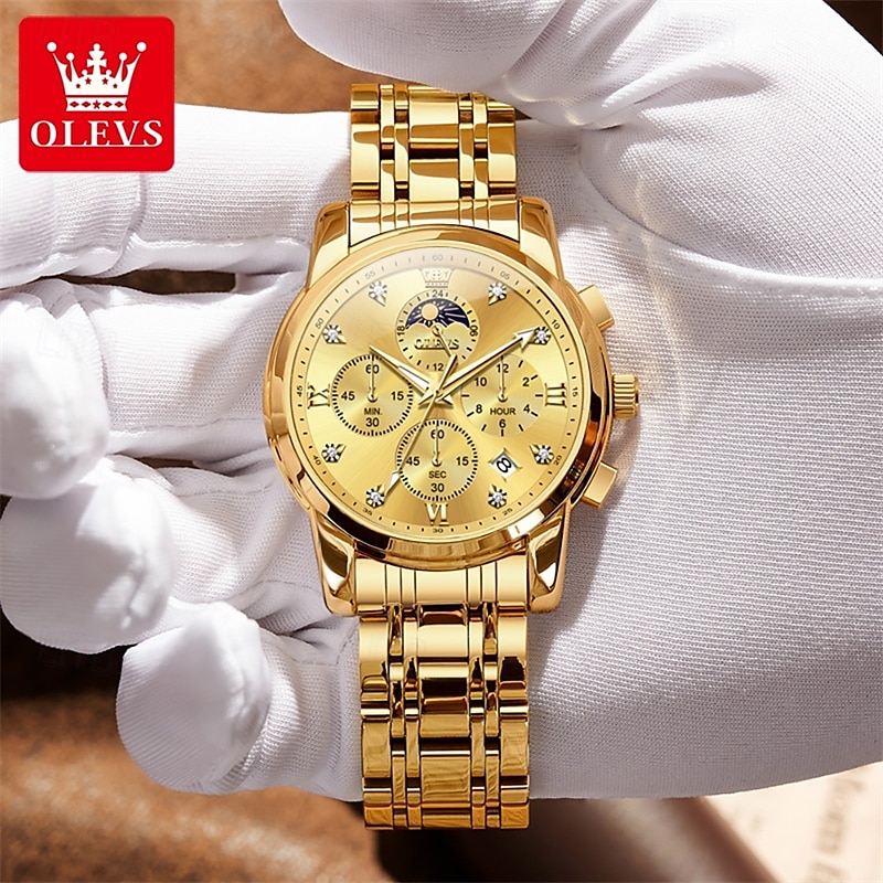 New Olevs Brand Stainless Steel Band Men'S Business Watch Calendar Luminous Chronograph Multifunction Simple Leisure Quartz Watch Fashion Waterproof Sports Men'S Wristwatch 2025 - $35.99 –P15