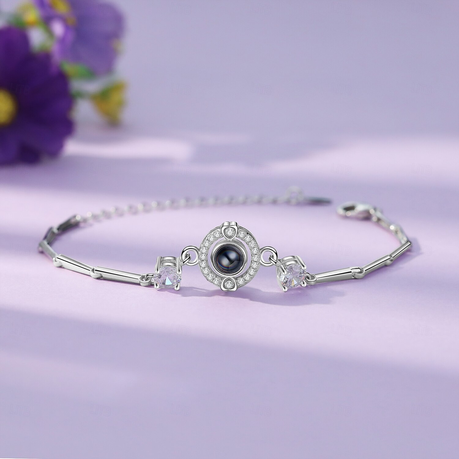 Personalized Projection Bracelet Custom Best Gift for Mom – Rhodium-Plated Couple Themed Bracelet with Photo Projection, Ideal for Wedding, Mother's Day, or Girlfriend Gift 2025 - $28.99 –P4