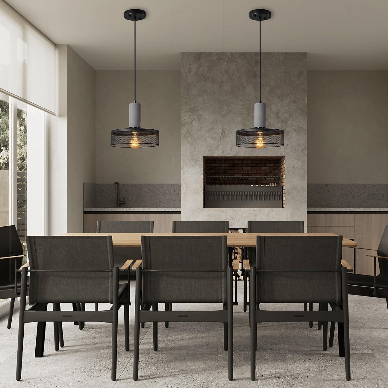 lampada a sospensione in cemento paralume in rete metallica lampada a sospensione industriale moderna in cemento 110-240v del 2025 a $76.99 –P3