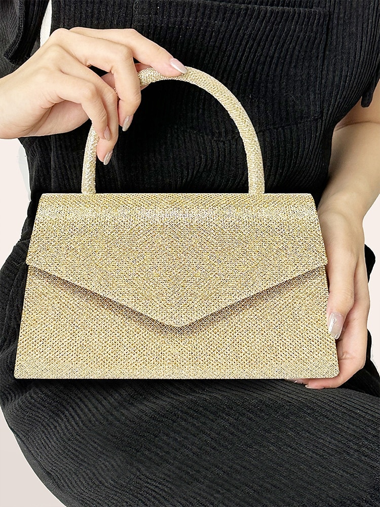 Dames Koppeling Avondtasje Schoudertassen Klep tas Polyesteri Feest Bruiloft Ketting Grote capaciteit Multi-dragen Effen Kleur Zilver Zwart Lichtbruin 2025 - $24.99 –P1