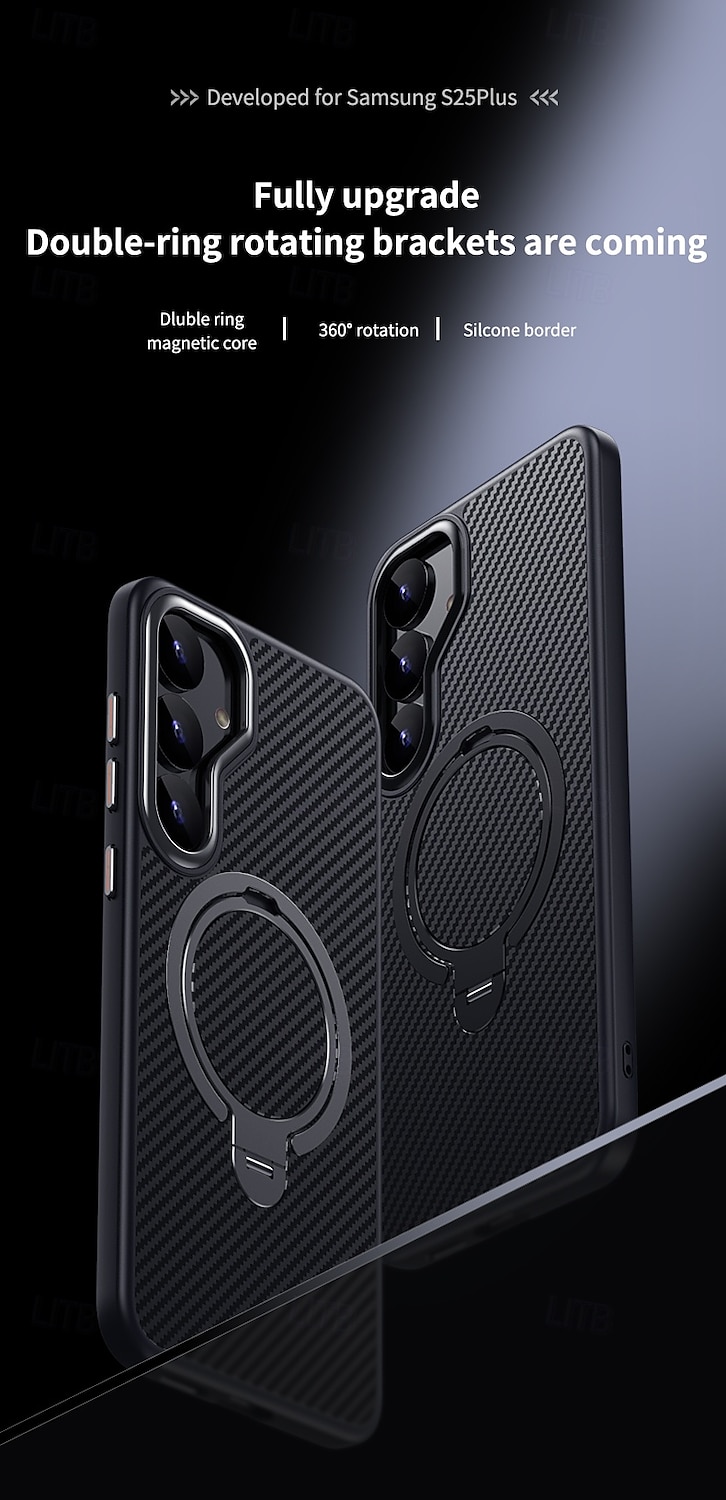 Phone Case For Samsung Galaxy S24 S24 Ultra Plus S23 S23 Ultra S25 Ultra Back Cover with Stand Holder Magnetic Support Wireless Charging Retro TPU PC 2025 - $23.99 –P1
