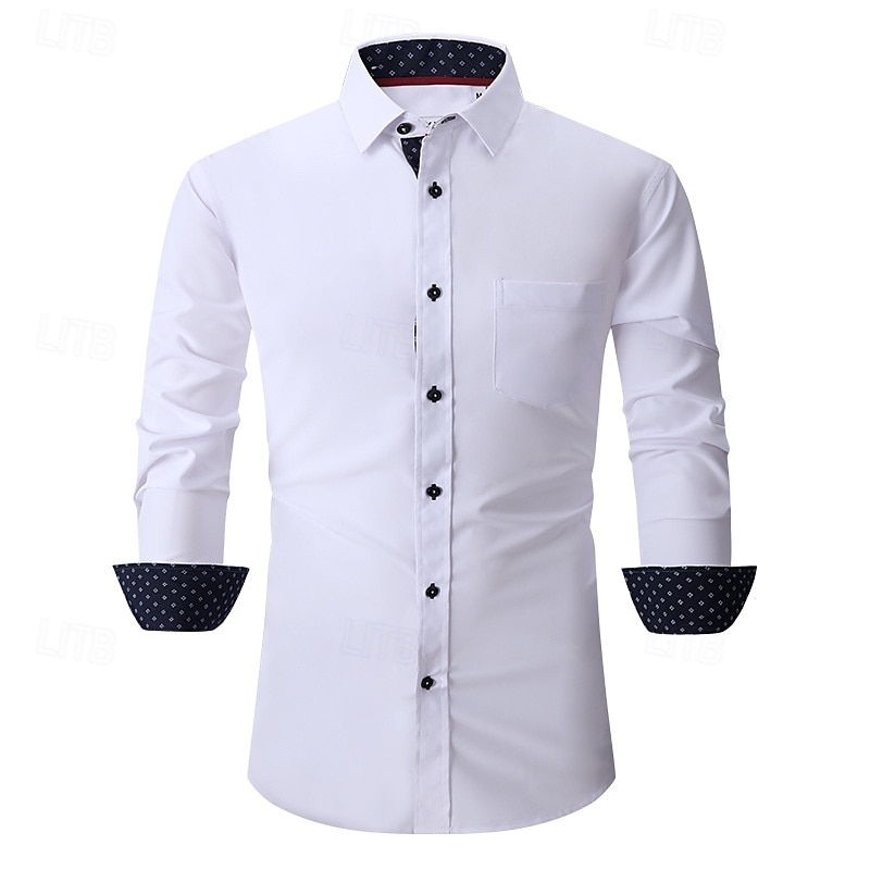 Herren Hemd Oberhemd Knopfhemd Glatt Hochzeit Party Schwarz Weiß Rosa Wein Langarm Kargen Frühling & Herbst Bekleidung 2025 - $26.99 –P1