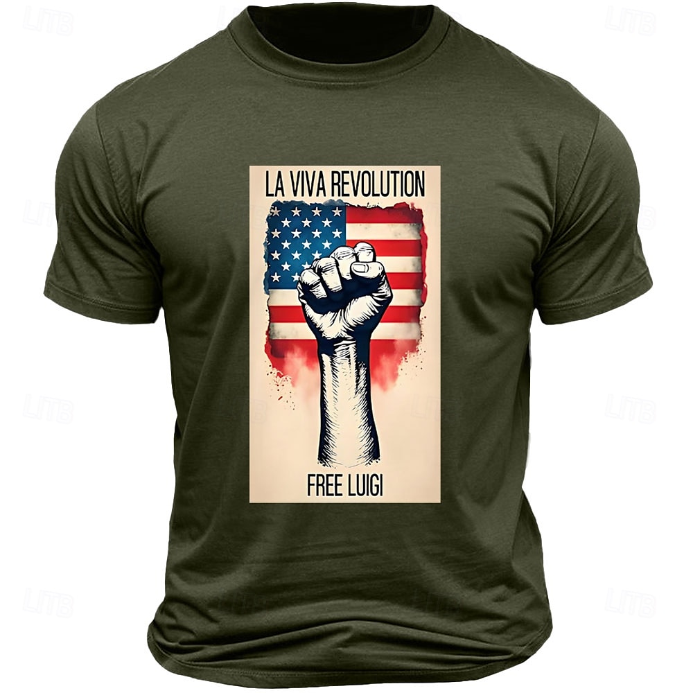 Homme Drapeau Américain Imprimé Lettre T-shirt 100% Coton Manche Courte Graphique Chemise Noir Blanche Vert Véronèse T-shirt confortable Vacances Rue Vêtements de créateurs de mode de 2025 ? $15.99 –P4