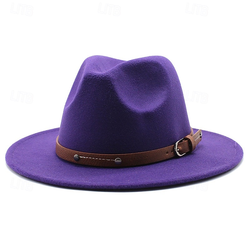 Herren Kentucky Derby Hut Sonnenhut Cowboyhut Fedora-Trilby-Hut Schwarz Weiß Wollig Vintage-Stil Mode 18. Jahrhundert Bundesstaat Texas Täglich Themenparty Einfarbig Sonnenschutz Cosplay 2026 - $12.49 –P5