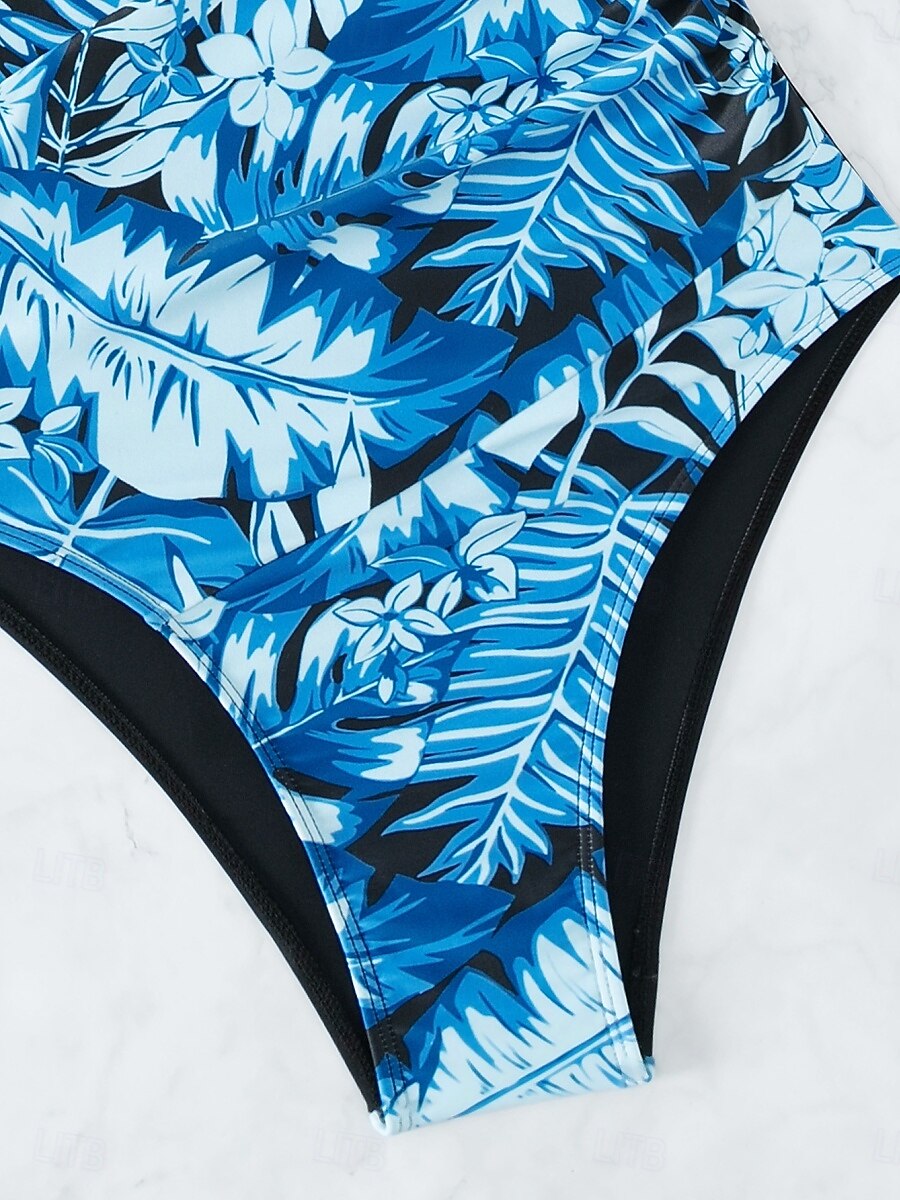 Dame Badetøy Ett stykke Monokini Badedrakt Åpen rygg Midjekontroll Høy Midje Tynn Ferie Strand Klær Blader V-hals Ermeløs Badedrakter 2025 - $27.99 –P9