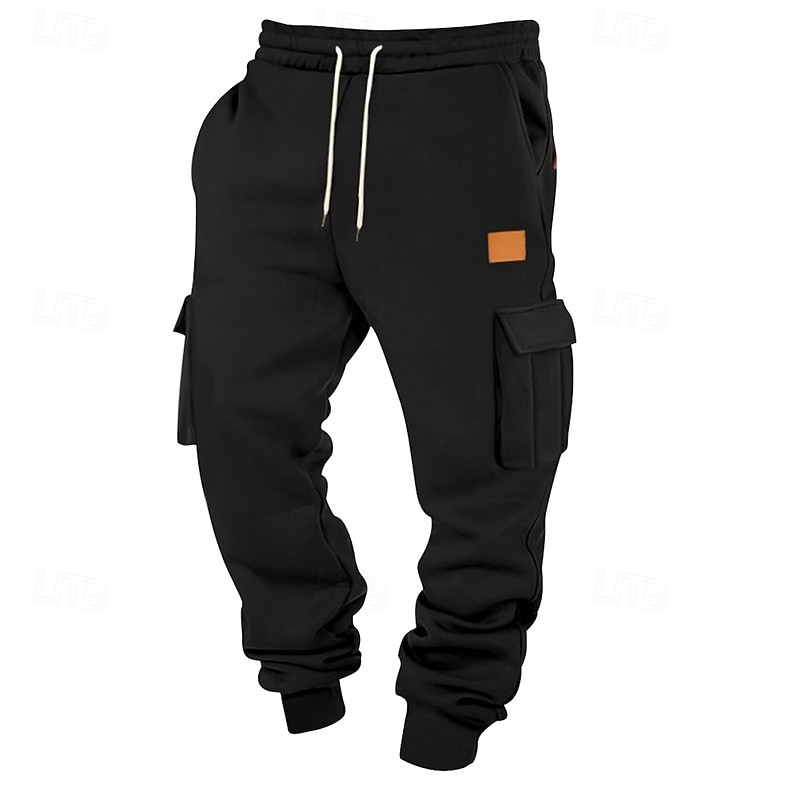 Homens Calça de moletom cargo Corredor Calça esportiva Calças Com Cordão Bolsos Cintura elástica Tecido Conforto Diário Esportes Moda Casual Preto Branco Micro-Elástica de 2026 por $22.99 –P9