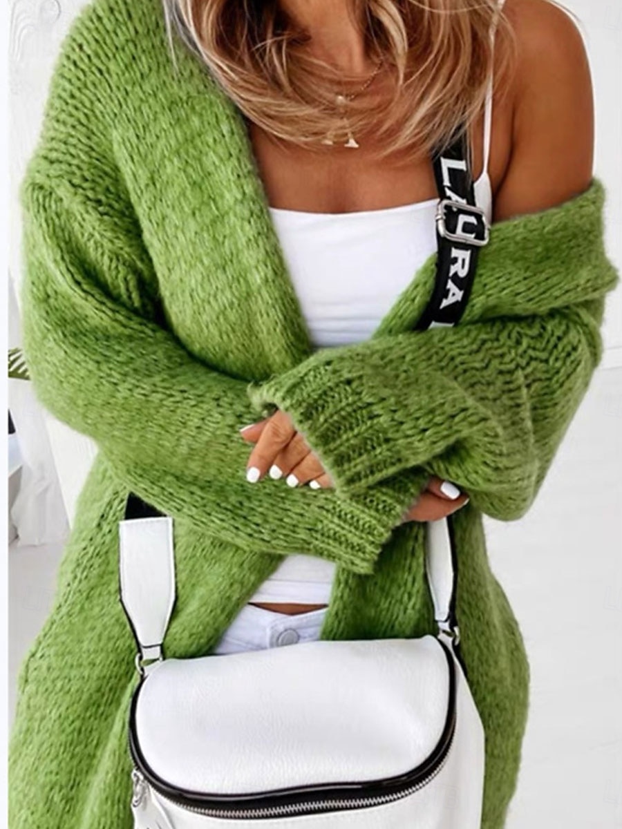 Damen Pullover Strickjacke Elegant Modisch Strassenmode Einfarbig Mit Kapuze Strick Langarm Normale Oberteile Stricken Outdoor Täglich Wochenende Grün Khaki Herbst Winter 2025 - $41.99 –P1