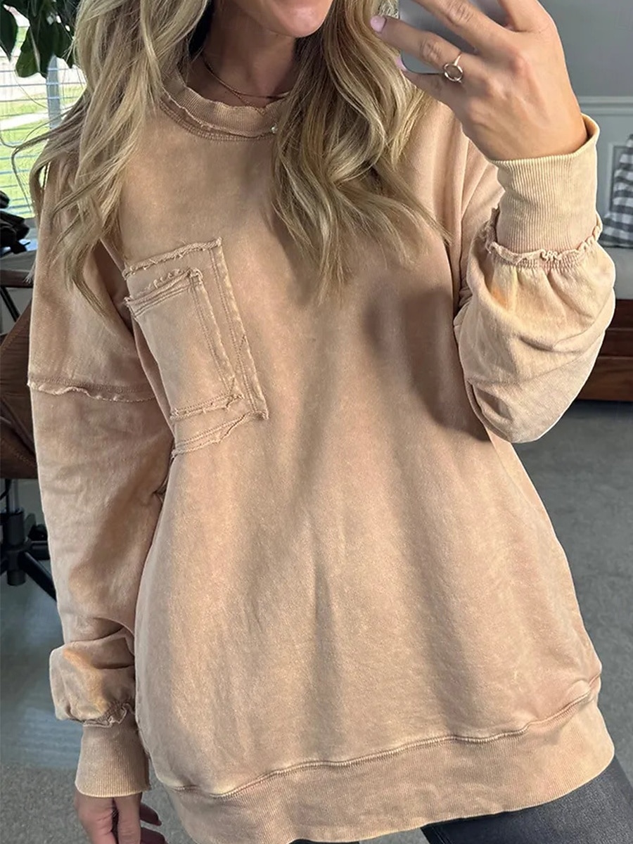Per donna Felpa Pullover Colorato a macchie Di tendenza Streetwear Manica lunga Girocollo Top regolari Strada Informale Collage Giallo Rosso Grigio Primavera Autunno Inverno del 2025 a CAD $48.72 –P5