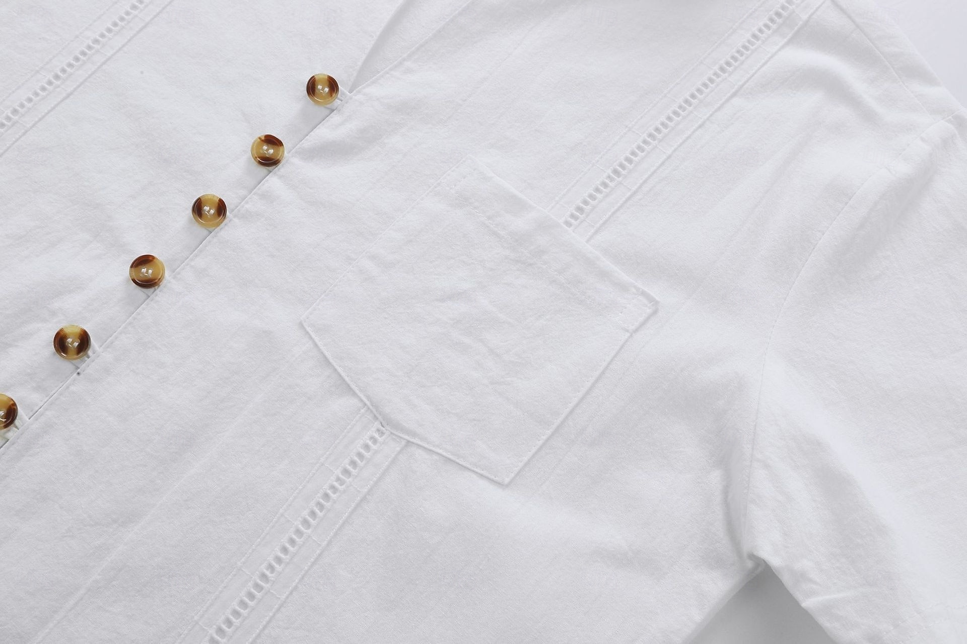Per uomo Camicia Camicia di lino Camicia Guayabera Camicia Estiva Camicia casual Camicia con Bottoni Semplice Vacanza Crociera Nero Bianco Rosa Cachi Manica Lunga Colletto alla coreana Estate del 2025 a $26.99 –P7