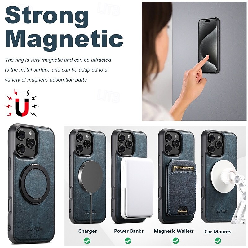2025年 電話 ケース 用途 iPhone 16 Pro Max プラス iPhone 15 プロマックスプラス iPhone 14 13 12 Pro Max Plus バックカバー スタンド付き 磁石バックル ワイヤレス充電をサポート レトロ風 TPU PUレザー  コレクション – $23.99 –P2
