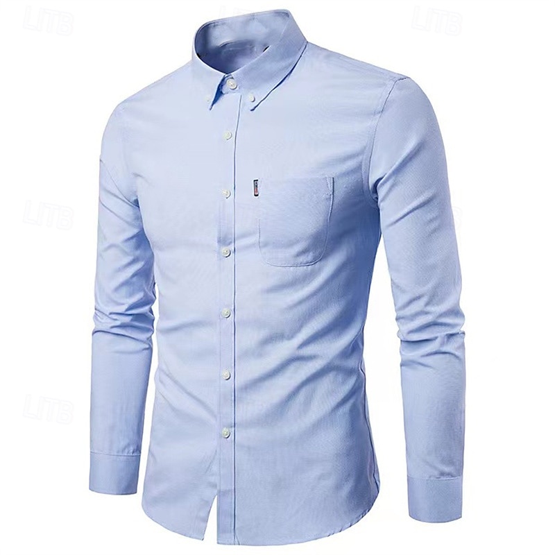 Herren Hemd Oberhemd Knopfhemd Glatt Hochzeit Party Schwarz Weiß Rosa Marineblau Langarm Kargen Frühling & Herbst Bekleidung Tasche 2025 - $19.99 –P13