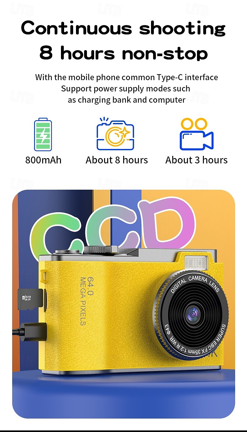 Digital Camera 64MP Compact Camera Pocket Camera 16X Zoom Travel Camera Digicam Retro Style Point and Shoot 2025 - $39.99 –P8
