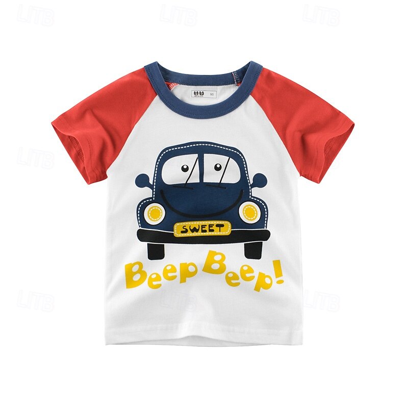 Multi Packs 2pcs Boys Crew Neck Short Sleeves Red Blue T Shirt Tee Top Print Graphic Vacation Daily Wear 100% Cotton Spring & Summer 2025 - $15.99 –P3