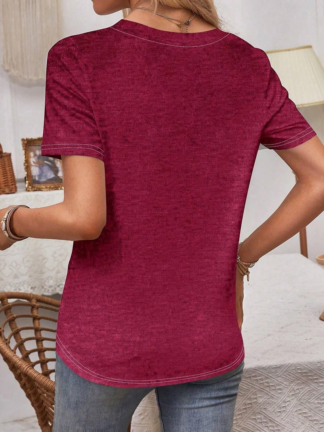 Women's T Shirt Heart Casual Short Sleeve Round Neck Regular Tops Daily Print Pink Blue Purple Summer 2025 - $19.99 –P4