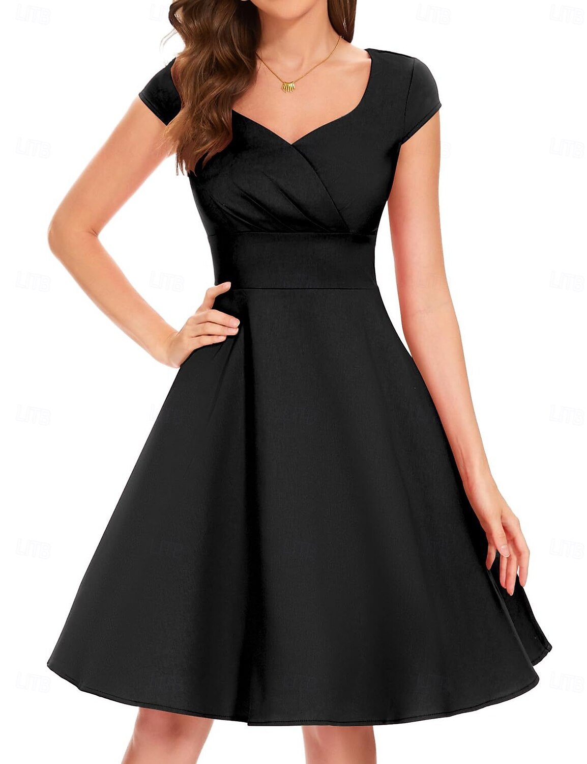A-Linie Abendkleid Brautmutter Kleid Formal Knielang Lange Ärmel V-Ausschnitt Gürtel  Schärpe Italien Satin mit gerafftem Detail 2025 - $123.99 –P1