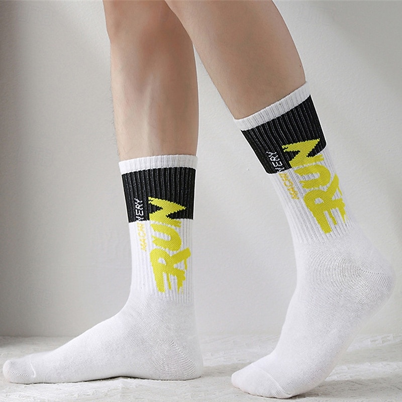 בגדי ריקוד גברים 5 זוגות רב חבילות גרביים גרבי צוות גרביים לריצה גרביים ליומיום שחור לבן צבע קולור בלוק אותיות חופשה ספורט וחוץ יומי בסיסי בינוני אביב סתיו אופנתי יום יומי 2026 - $15.49 –P12
