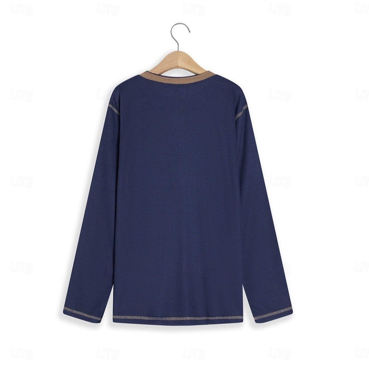 Men's T Shirt Henley Shirt Waffle Knit Tee Tee Top Long Sleeve Henley Spring &  Fall Color Block Fashion Designer Basic Patchwork Vacation Street Going out Black White Blue Top Tee for Men 2025 - $18.99 –P7