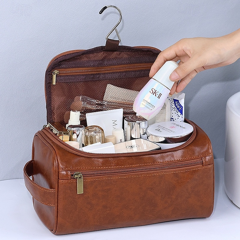 trousse de toilette pour homme de grande capacité, organisateur de voyage en PU imperméable, trousse de maquillage portable et simple, cadeau de fête des pères pour homme, pratique pour les affaires de 2025 ? $12.99 –P2