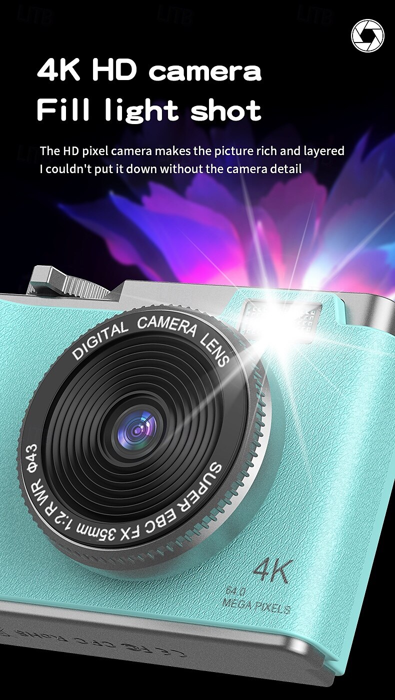 Digital Camera 64MP Compact Camera Pocket Camera 16X Zoom Travel Camera Digicam Retro Style Point and Shoot 2025 - $39.99 –P4