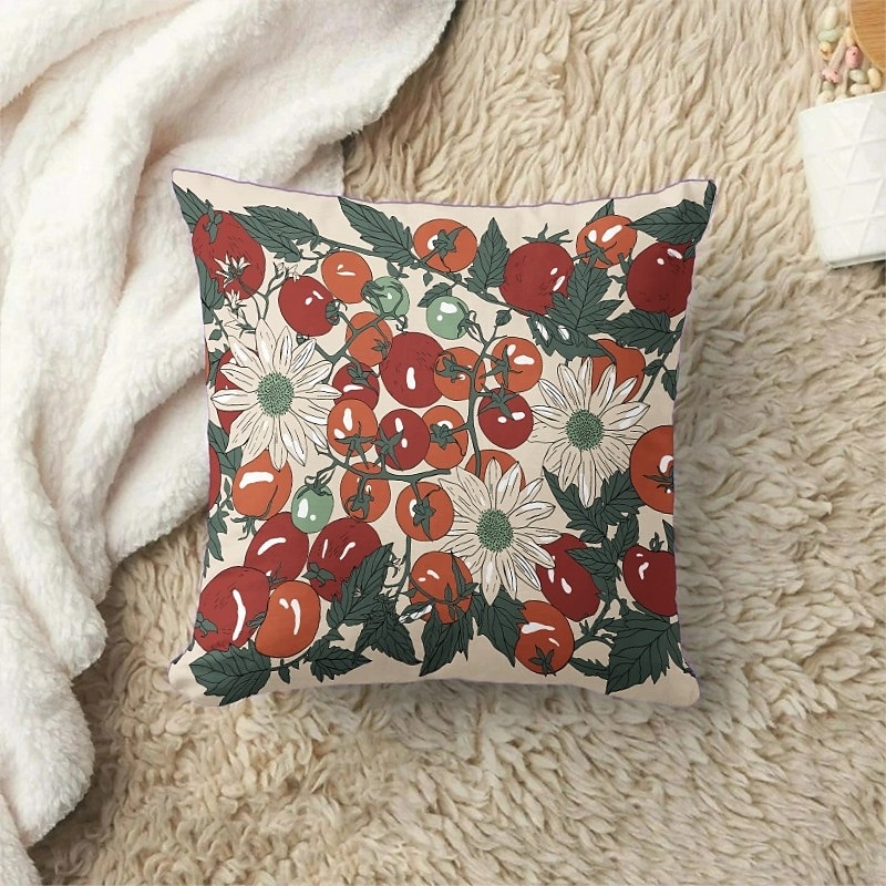Housse de coussin décorative 1 pièce, housse de coussin carrée douce pour chambre à coucher, salon, canapé, chaise, tomates de 2025 ? $12.99 –P4