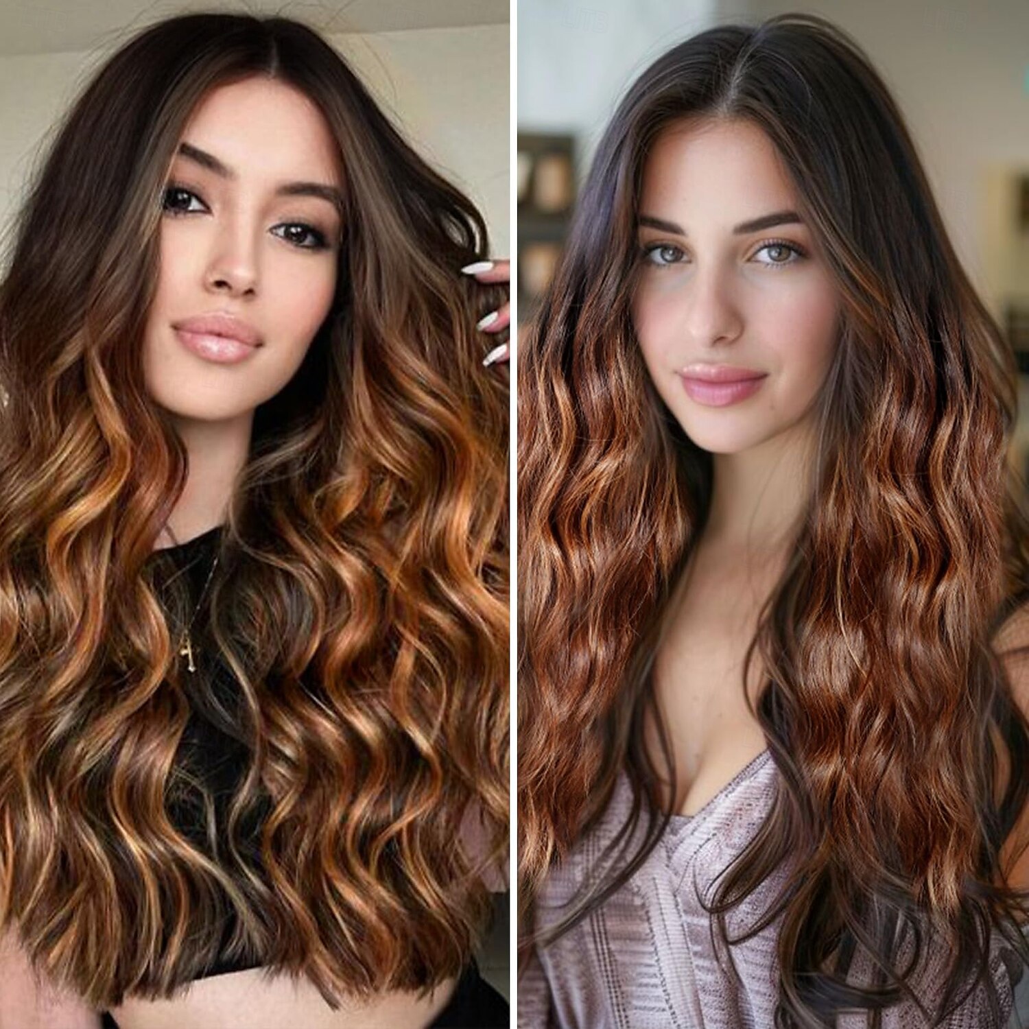 parrucca per donna parrucche lunghe ricce ondulate dall'aspetto naturale parrucca sintetica in fibra resistente al calore, parrucca con attaccatura dei capelli in pizzo per uso quotidiano cosplay del 2025 a $19.99 –P4